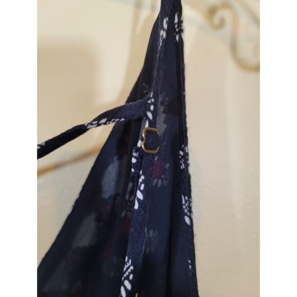 1. State Women's Floral Jumpsuit Embroidered Detail V Neck Blue Leg Slits Large - Picture 13 of 13